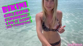 Leni-Fetisch mit knappen Leo Bikini am Strand